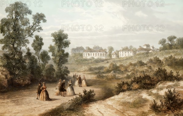 The old well walk, 1750, Hampstead or Hampstead Village, London Borough of Camden, London, England, United Kingdom