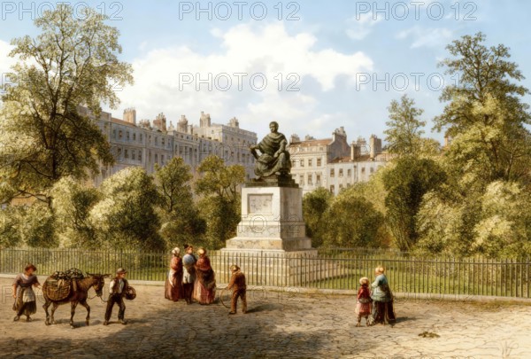 Bloomsbury Square, 19th century, a garden square in Bloomsbury, Camden, London, England, United Kingdom