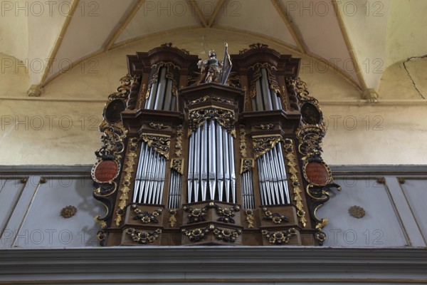 Municipality of Cristian, German Grossau, church organ in the fortified church, Sibiu district in Transylvania, Romania