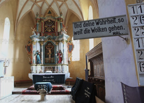 Altar in the fortified church of Valea Viilo, German wormhole, is a municipality in Sibiu district in Transylvania, UNESCO World Heritage Site, Romania