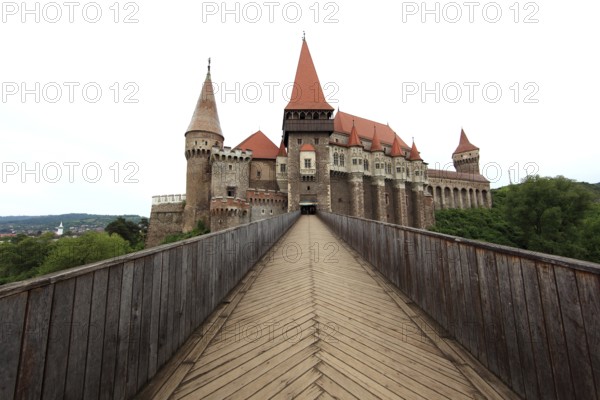 Hunedoara Castle, Castelul de Hunedoara, also Corvinus Castle, Corvini Castle, Eisenmarkt Castle, Black Castle, Eisenstadt, in Gothic style, Transylvania, Romania