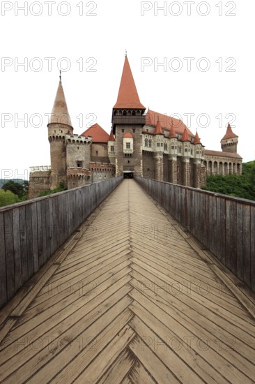 Hunedoara Castle, Castelul de Hunedoara, also Corvinus Castle, Corvini Castle, Eisenmarkt Castle, Black Castle, Eisenstadt, in Gothic style, Transylvania, Romania