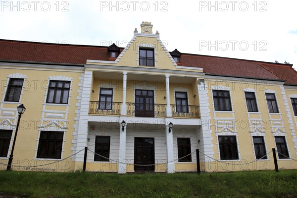 Rosia Montana mining village, Goldbach, historically important community known for its ancient Roman gold mines and the long-standing conflict over a planned open-cast mining project, renovated building, Verespatak Hungarian, municipality in Alba district in Transylvania, Romania