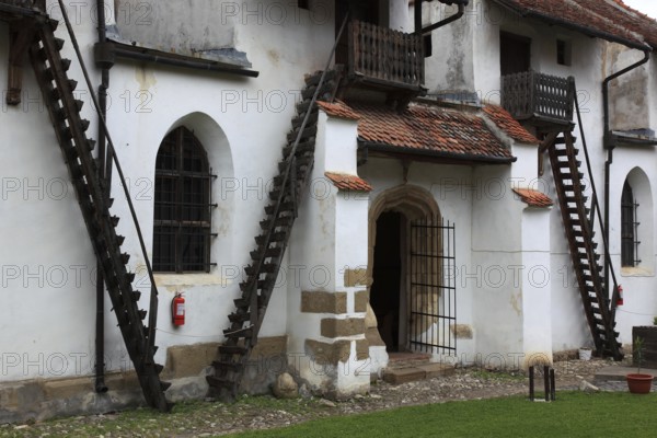 Courtyard of the fortified church of Honigberg, Biserica fortificata din Harman in the village of Harman, Honigberg, in the Transylvania region, Romania