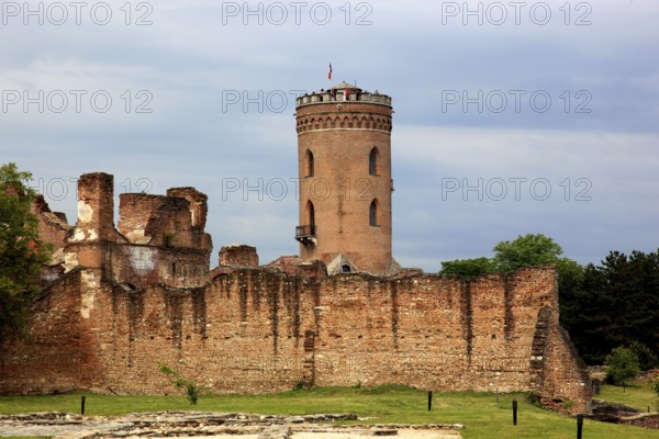 Part of the princely court with the Chindia Tower, in Targoviste, once the residence of Wallachian princes, including Vlad III Dracula, better known as Vlad the Impaler, Wallachia region, Romania