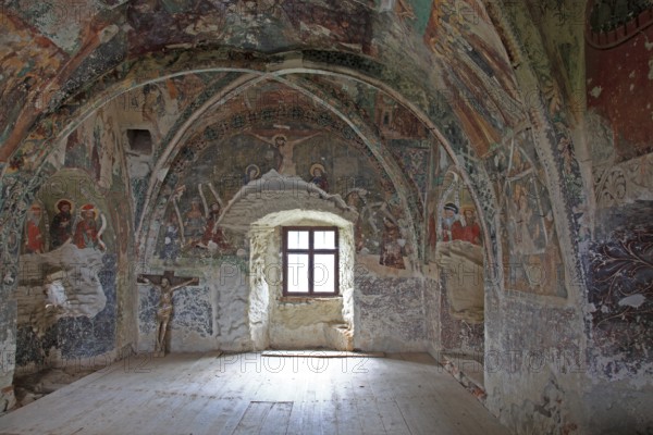 Interior frescoes of the chapel in the fortified church of Honigberg, Harman, Burzenland in Transylvania, Romania
