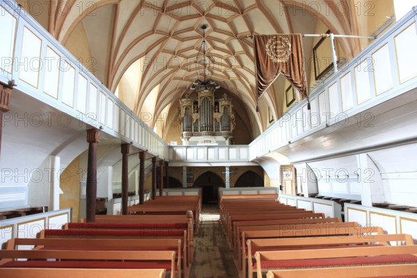 Inside the fortified church of Valea Viilo's fortified church, German wormhole, a community in Sibiu district in Transylvania, UNESCO World Heritage Site, Romania