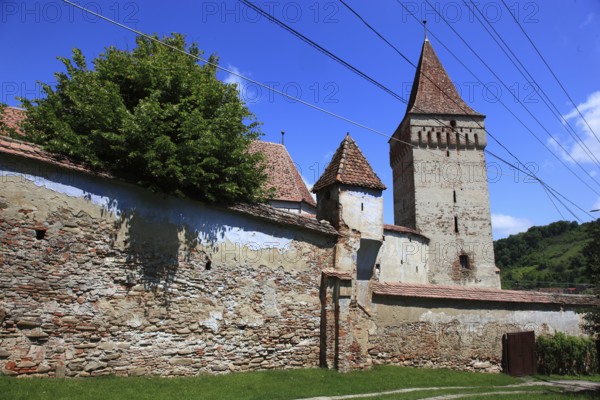 Romania, part of the fortified church of Mosna, German Meschen or Mäschen, municipality in the district of Sibiu in Transylvania