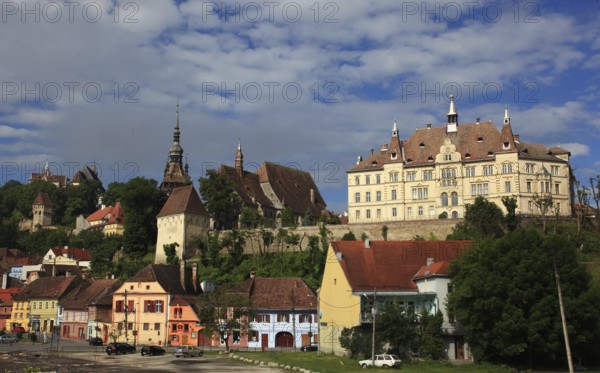 Romania, view of the historic old town of Sighisoara, German Sighisoara, city in Mures district in Transylvania, UNESCO World Heritage Site