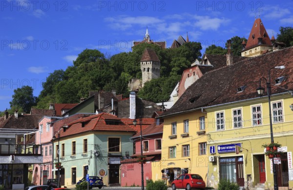 Romania, houses in the old town of Sighisoara, German Sighi?oara, town in Mures district in Transylvania, UNESCO World Heritage Site