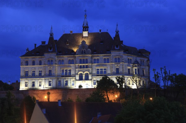 Romania, view of the town hall in the historic old town of Sighisoara, German Sighisoara, town in Mures district in Transylvania, UNESCO World Heritage Site