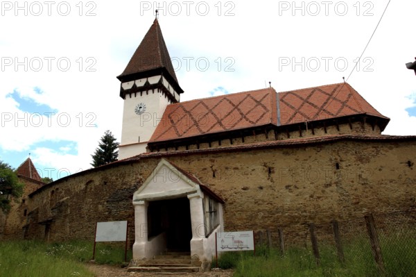 Romania, fortified church of the village of Mesendorf, Moischendref or Meschendorf, in the district of Brasov, Transylvania
