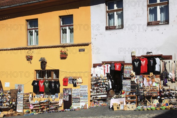 Romania, souvenir shop in the historic Upper Town, old town of Sighisoara, German Sighisoara, town in Mures district in Transylvania, UNESCO World Heritage Site