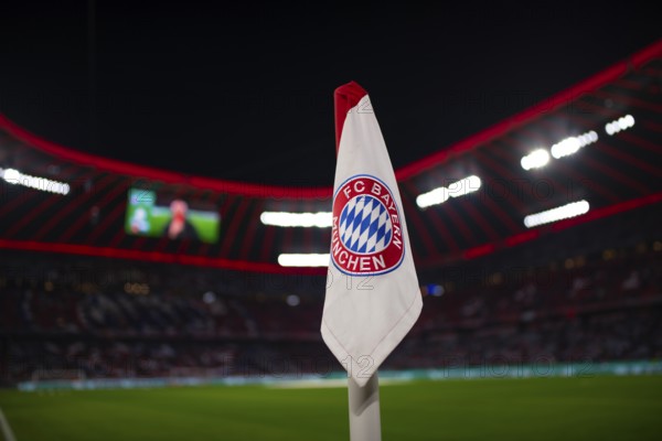 Corner flag, logo, FC Bayern Munich FCB, soccer Bundesliga, DFB-Pokal, Allianz Arena, Munich, Bayern, Germany