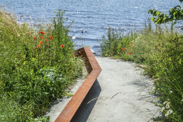 Barrier in nature to prevent vipers from entering and disturbing the tourist-dense Smygehuk, Smygehamn, Sweden's southernmost cape, Trelleborg Municipality, Skåne County, Sweden, Scandinavia