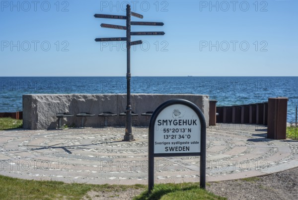 Smygehuk, viewpoint at Sweden's southernmost point in Smygehamn in Trelleborg municipality, Baltic Sea, Skåne County, Sweden, Scandinavia