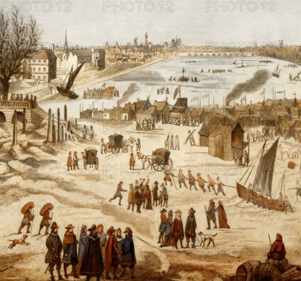 Thames Frost Fair, 1683, London, England, United Kingdom