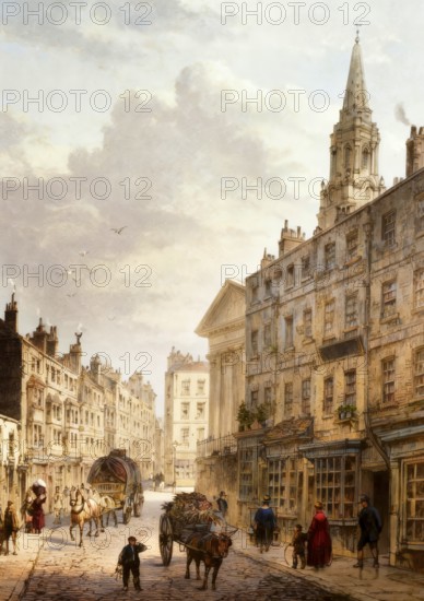 St. Martin's Lane, 1820, a street in Covent Garden, Central London, England, United Kingdom