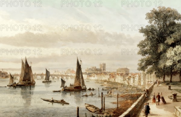 The view from the river terrace of Somerset House towards Westminster, London, England, 18th century