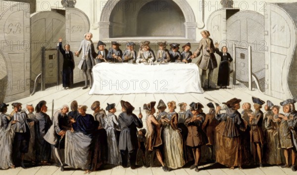 The State Lottery at Guildhall, London, England, 1750