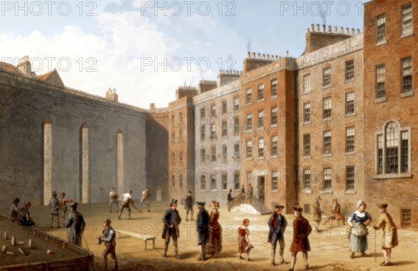 The Raquet Ground of the Fleet Prison circa 1808, London, UK