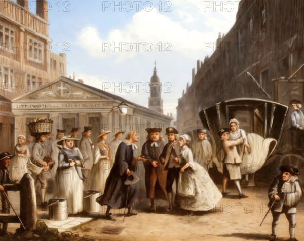 Caricature of a Fleet MarriagCaricature of a Fleet Marriage, which took place in London's Fleet Prison or its environs during the 17th and the early 18th century, London. England, Europee in early 18th century