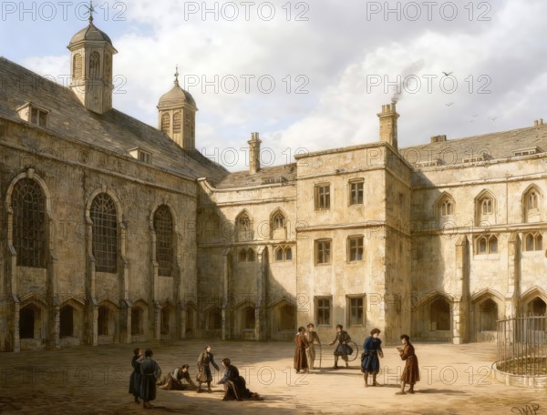 The cloisters, Christ's Hospital, 18th century, London, England, United Kingdom