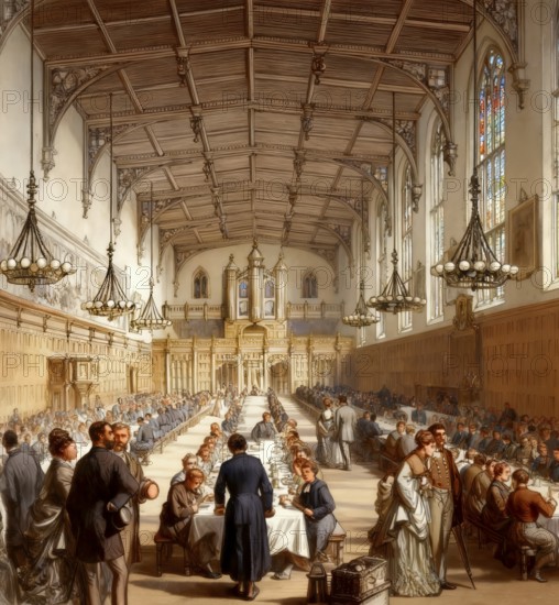 Supper at Christ's Supper at Christ's Hospital, 18th century, London, England, EuropeHospital, 18th century, London, UK