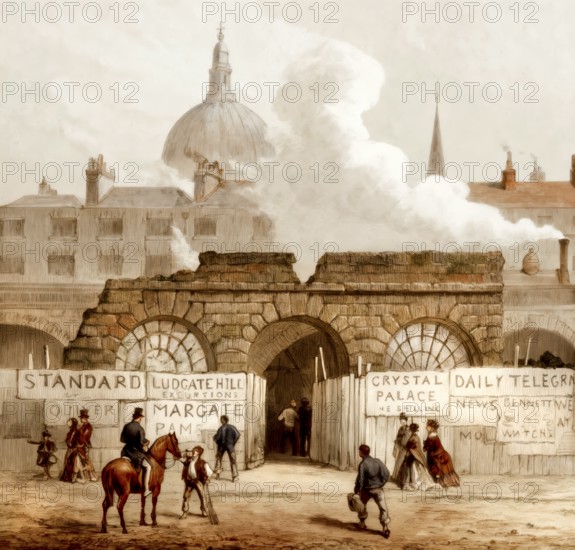 The last remains of the Fleet Prison circa 1846, London, UK