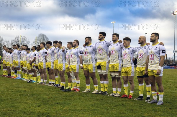 Rugby Europe Championship GERMANY - ROMANIA (in Heidelberg) ***The Romanian team in front of the start of the match