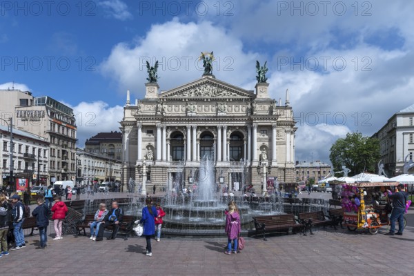 Opera House with Opera Fountain, Lviv, Ukraine