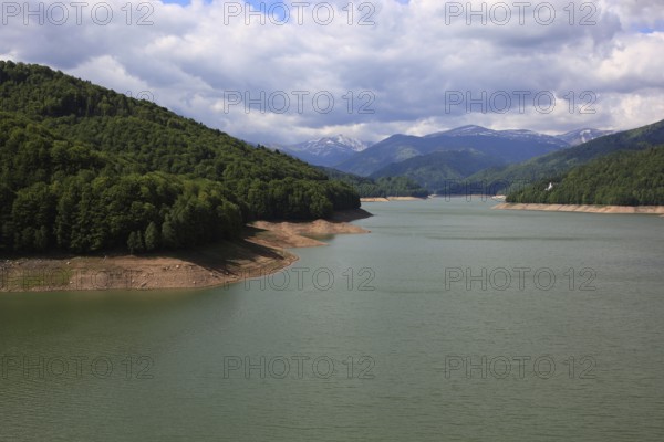 Lake Vidraru, Lacul Vidraru, an artificial reservoir in the Arges Valley in the Fagaras Mountains, South Carpathians, Romania