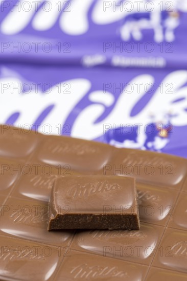 Milka chocolate bar Alpine milk chocolates with logo in Stuttgart, Germany