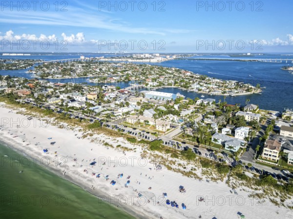 St. Pete Beach near Saint Petersburg Florida beach and sea from above Aerial view in St Pete Beach, USA