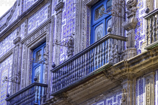 Mexico City streets in historic center Zocalo. Typical mexican architecture