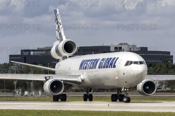 A Western Global Airlines McDonnell Douglas MD-11F aircraft with license plate N781SN at Miami airport, USA