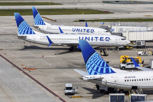 United Airlines Boeing 737 aircraft at Fort Lauderdale Airport, United States