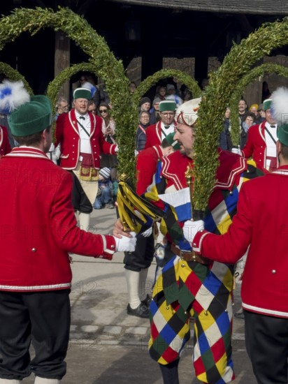 Schaeffler dance in 2026 in the English Garden, behind the Chinese Tower. The event takes place every 7 years between Epiphany and Shrove Tuesday, Munich, Bavaria, Germany