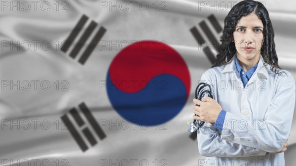 South Korean national health system, Medical professional on South Korea flag background