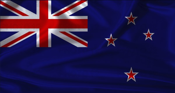 National flag of New Zealand with cloth texture. New Zealand flag with realistic texture background
