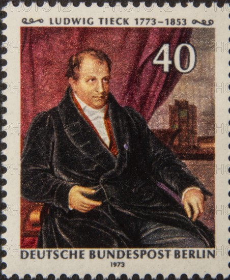 Johann Ludwig Tieck (1773-1853) was a German poet, romanticist. Portrait on German postage stamp