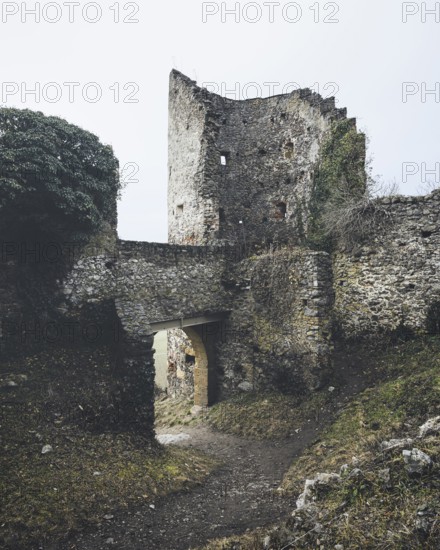 Detailed view, historic walls, Mägdeberg Castle Ruins, Mühlhausen-Ehingen, Hegau, Konstanz District, Baden-Württemberg, Germany