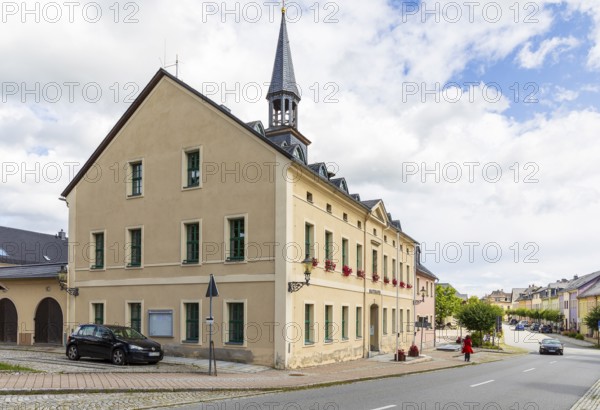 Town Hall on the Market Square, Elterlein, Ore Mountains, Saxony, Germany