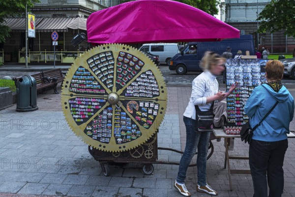 Souvenir stand at Opera Square, Lviv, Ukraine