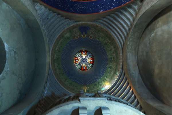 Dome with stained glass window in the porch of the Armenian Cathedral, Lviv, Ukraine