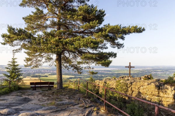View from the summit, Mount Töpfer near Oybin, Zittau Mountains, Saxony, Germany
