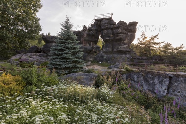 Rock Gate Potters with Sun Transit on Summer Solstice, Mountain Potters near Oybin, Sun Shrines of Upper Lusatia, Zittau Mountains, Saxony, Germany