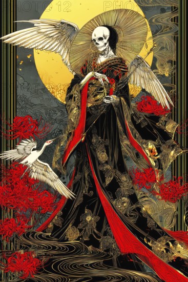 Modern representation of tarot card The Death symbolizing spiritual transformation, new beginnings, endings, change, transition, AI generated