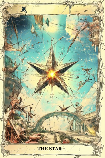 Modern representation of tarot card The Star symbolizing hope, inspiration, calm, renewal, serenity, spirituality, AI generated