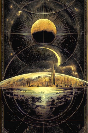 Modern representation of tarot card The World symbolizing completion, fulfilment, achievement, accomplishment, travel, freedom, AI generated